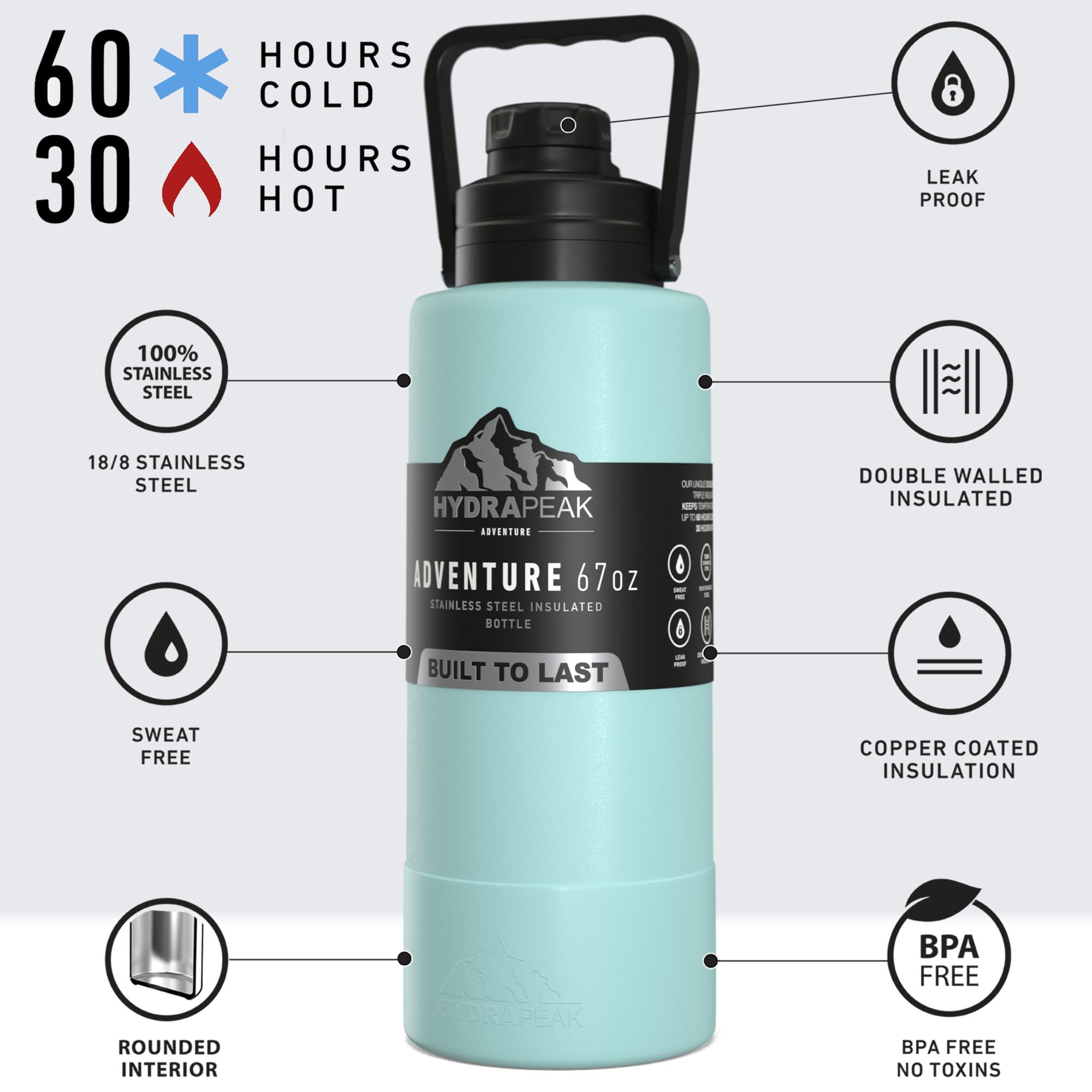 Amazon.com: Hydrapeak 67oz Adventure Sports Water Flask | Vacuum